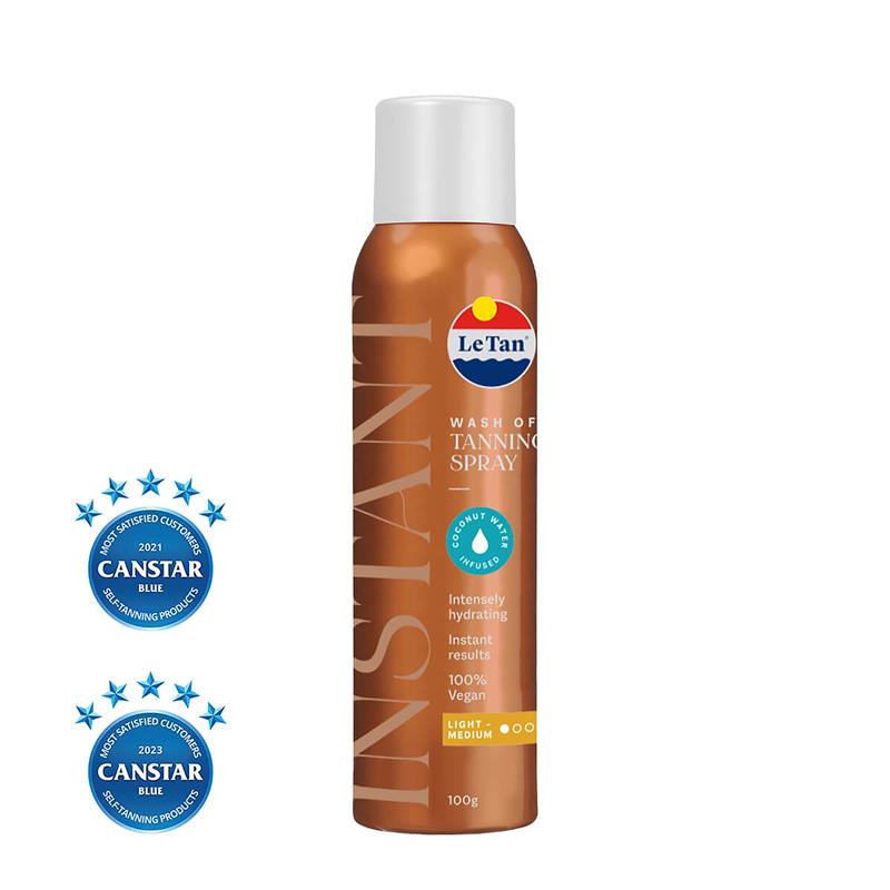 Le Tan Coconut Wash Off Tanning Spray Light-Medium 100g - Effortless Glow