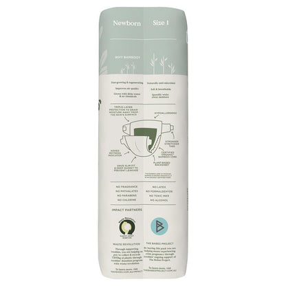 Tooshies Eco Nappies with Organic Bamboo Size 1 Newborn 3-5kg, 52 Pack - Soft & Hypoallergenic