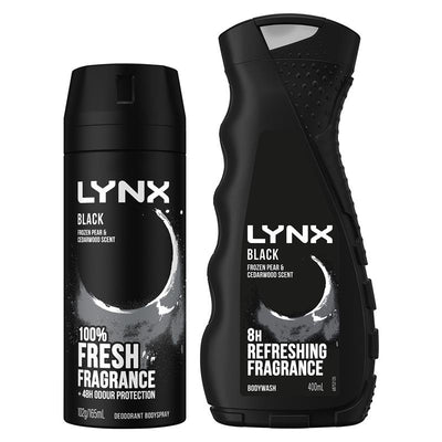 Lynx Black Duo Gift Set – 165ml Body Spray & 400ml Bodywash for Men