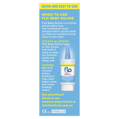 FLO Baby Saline Nasal Spray - 15ml Gentle Relief