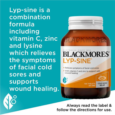 Blackmores Lyp-sine Lysine Tablets 100 | Cold Sore & Immune Support