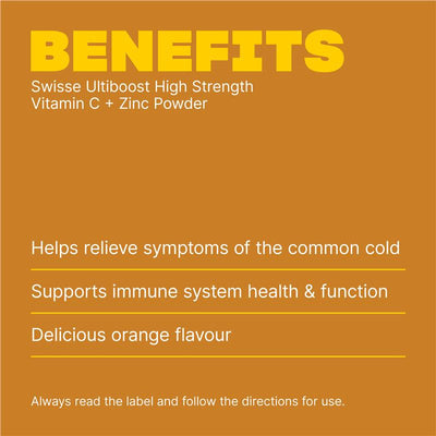 Swisse Ultiboost High Strength Vitamin C & Zinc Immune Support Powder Orange 150g
