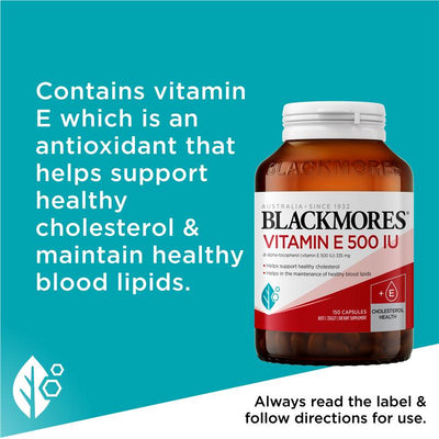 Blackmores Vitamin E 500 IU, 150 Capsules – Heart & Cell Support