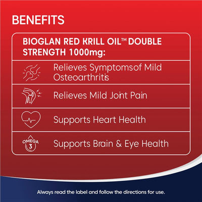 Bioglan Red Krill Oil 1000mg - 60 Capsules, Omega-3 DHA EPA Support