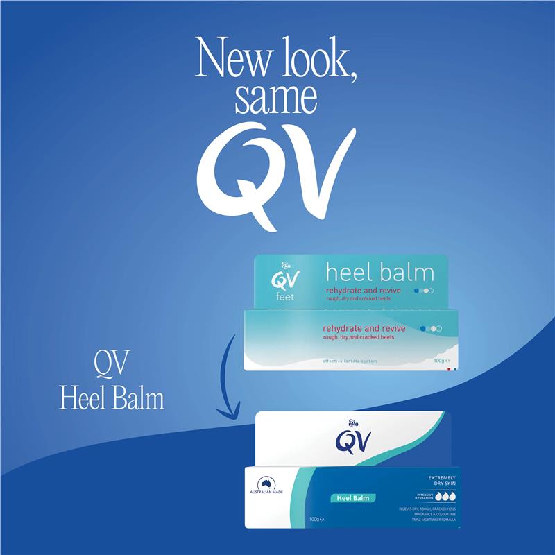 QV Feet Heel Balm 100g - Urea-Free Moisturizer for Dry, Cracked Heels