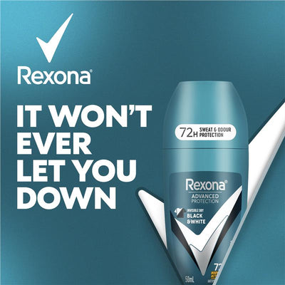 Rexona for Men Antiperspirant Deodorant Roll On Invisible Dry 50ml - Advanced Protection