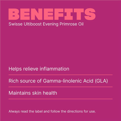 Swisse Ultiboost Evening Primrose Oil - 200 Capsules, GLA for Skin Health