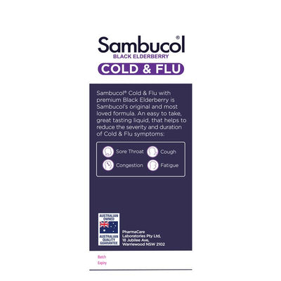 Sambucol Cold & Flu Liquid 250ml - Natural Relief for Cold & Flu Symptoms