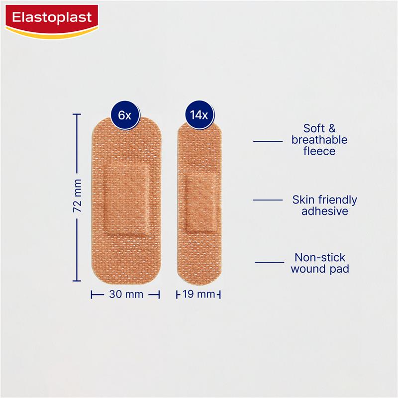 Elastoplast Sensitive Skin Tone Plasters - 20 Medium for Hypoallergenic Care
