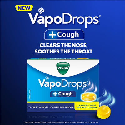 Vicks VapoDrops + Cough Orange Menthol Lozenges - 36 Count