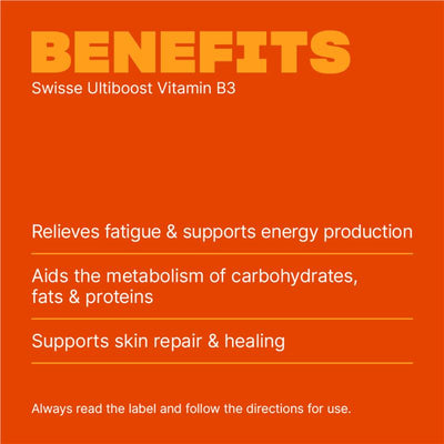 Swisse Ultiboost Vitamin B3 120 Tablets - Enhanced Skin & Energy Formula