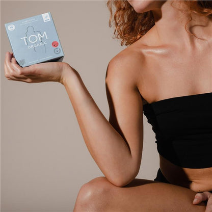 TOM Organic Ultra Thin Cotton Pads - Biodegradable 10 Pads for Heavy Flow