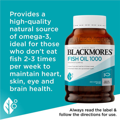 Blackmores Fish Oil 1000mg - 400 Capsules for Heart and Brain Health