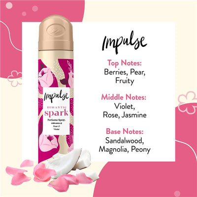 Impulse Romantic Spark Women's Aerosol Body Spray Deodorant 75ml