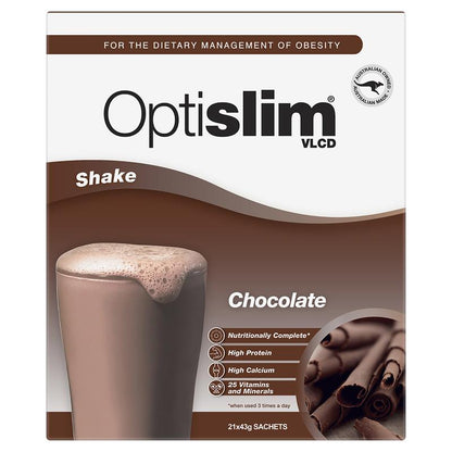 Optislim VLCD Meal Replacement Shake Chocolate 21x43g Sachets - Nutritionally Balanced Weight Management-Auzzi Store