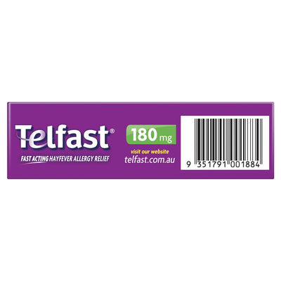 Telfast 180mg Hayfever Allergy Relief - Non-Drowsy Antihistamine Tablets (30 Pack)