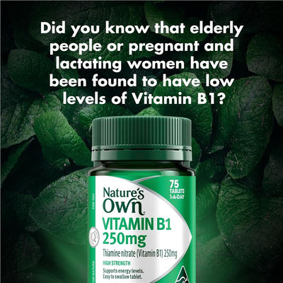 Nature's Own Vitamin B1 250mg Tablets - 75 Count, Energy & Nerve Support