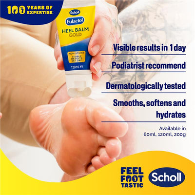 Scholl Eulactol Heel Balm Gold Twin Pack 2x120ml – 25% Urea, Fast Absorption