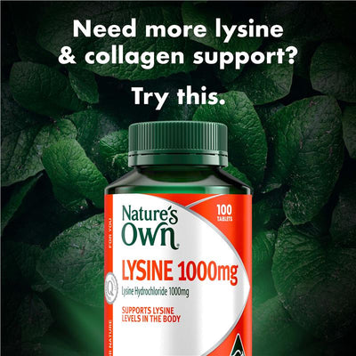 Nature's Own Lysine 1000mg – 100 Tablets for Collagen & Protein Support