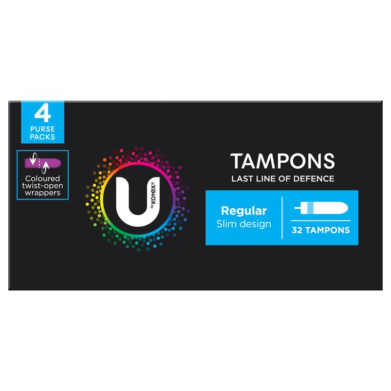 U by Kotex Regular Slim Tampons 32 Pack – Medium Flow Protection