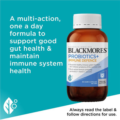 Blackmores Probiotics+ Immune Defence 90 Capsules, 20B CFU, Vitamin C, Zinc