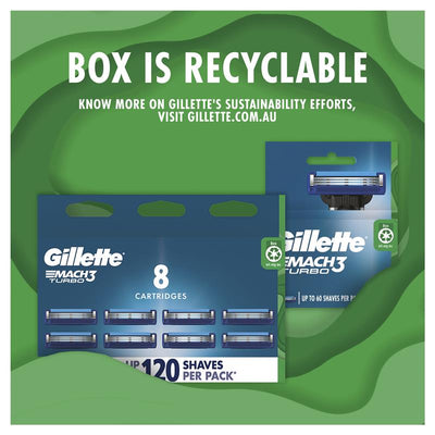 Gillette Mach3 Turbo Razor Cartridges 4-Pack – 3D Shave, 15 Uses