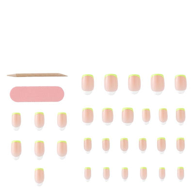 Glam By Manicare Glam Ready Pre-Glued Nails - La Petite French - 30 Pieces