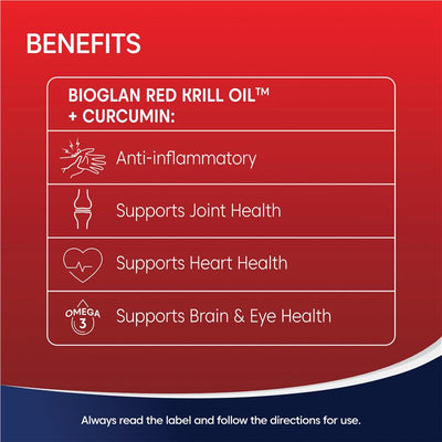 Bioglan Red Krill Plus Curcumin - 60 Capsules for Joint Health