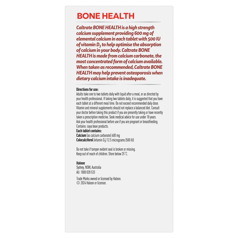 Caltrate Bone Health 600mg Calcium & 500IU Vitamin D – 60 Tablets