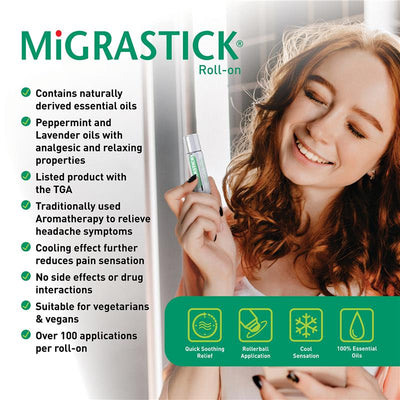 Migrastick Roll On 3mL - Natural Relief for Headaches