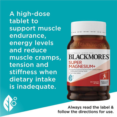 Blackmores Super Magnesium+ 200 Tablets – High-Dose for Muscle & Energy Support