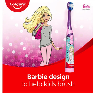 Colgate Kids Barbie Sonic Battery Toothbrush - Fun and Effective Cleaning for Ages 3+