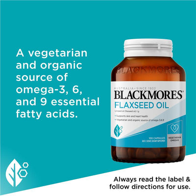 Blackmores Flaxseed Oil 100 Capsules | Omega-3, Vegetarian, Heart Support