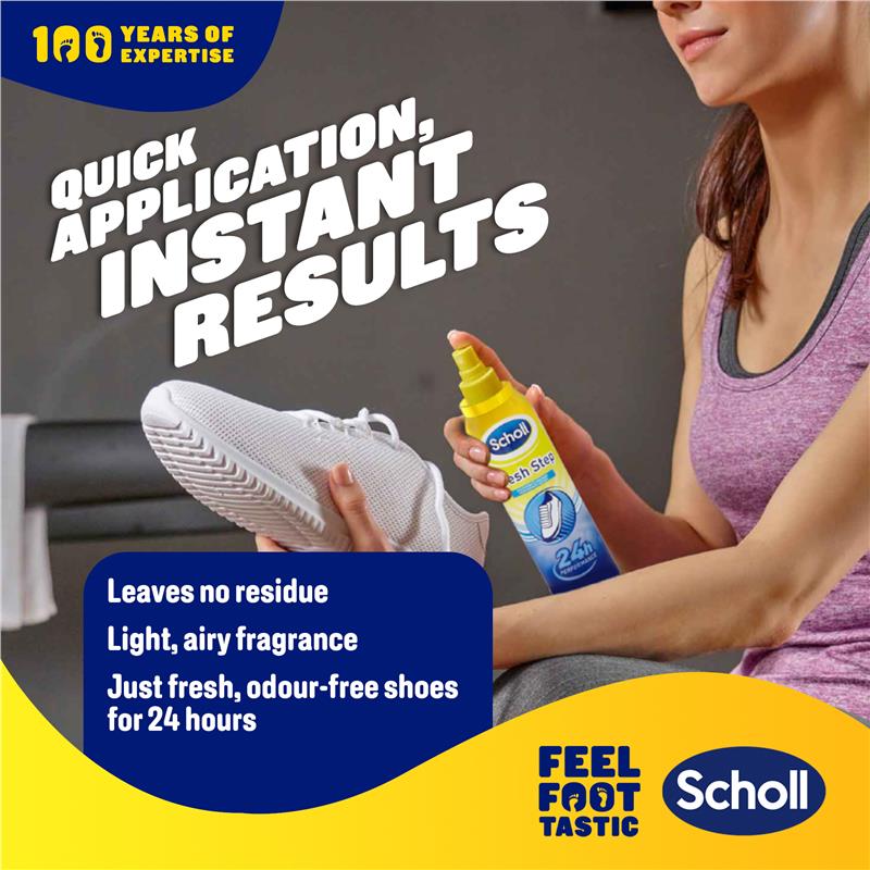 Scholl Fresh Step 24-Hour Odour Protection Shoe Spray, 100g