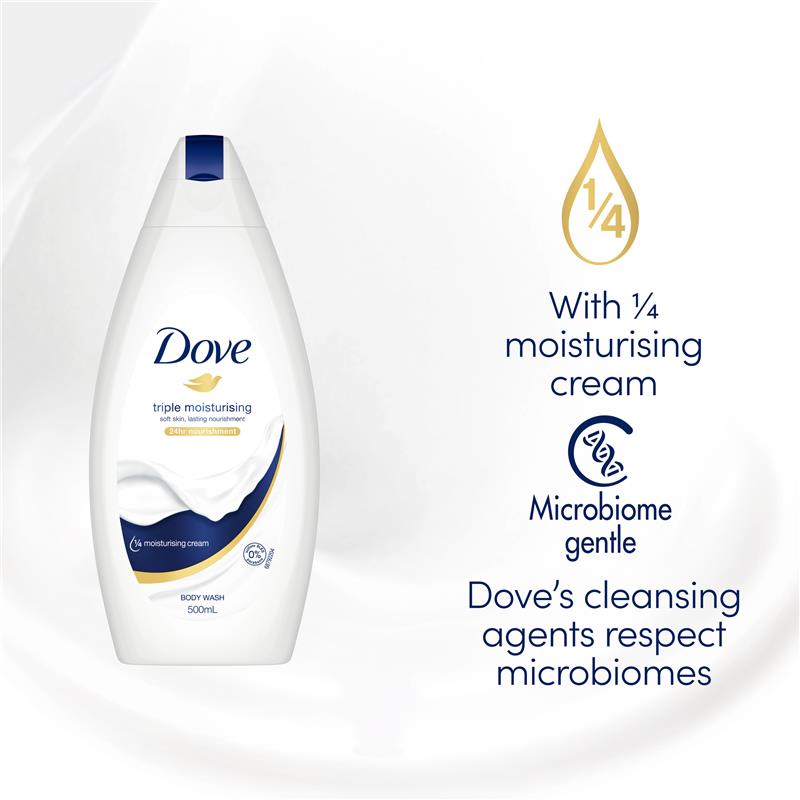 Dove Triple Moisturising Body Wash 500ml | Sulfate-Free & Hydrating