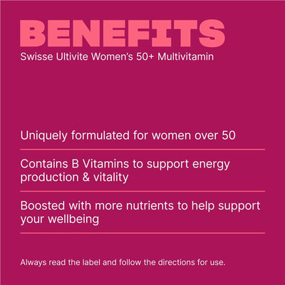 Swisse Women's 50+ Multivitamin with Vitamin D & B Vitamins - 90 Tablets