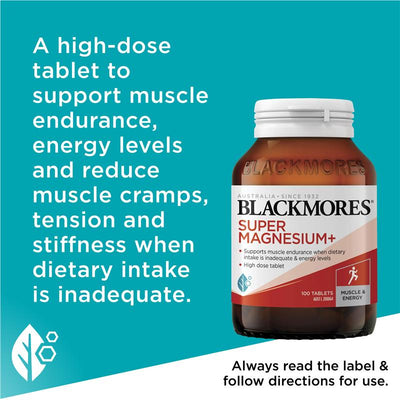 Blackmores Super Magnesium+ 100 Tablets for Muscle & Energy Support