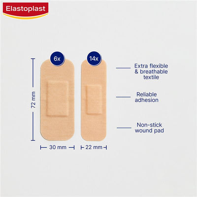 Elastoplast Flexible Fabric Strips - 20 Pack for Minor Wounds