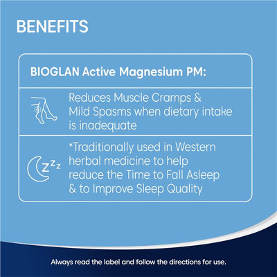 Bioglan Active Magnesium PM 60 Tablets for Muscle Cramps & Sleep Support