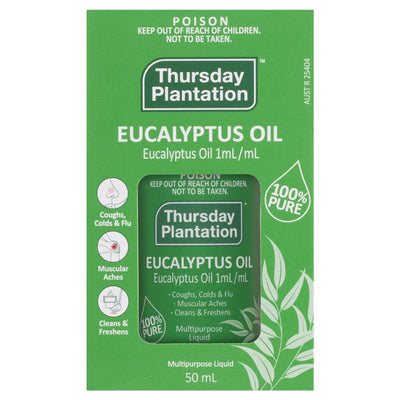 Thursday Plantation 100% Pure Eucalyptus Oil 50ml - Natural Relief for Coughs and Colds