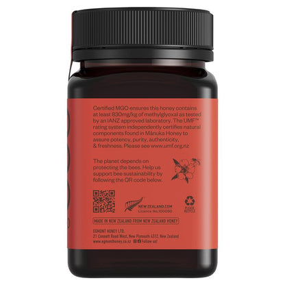 Egmont UMF 20+ Manuka Honey 500g – Raw, Non-GMO New Zealand MGO 830+