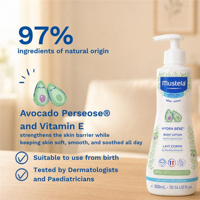 Mustela Hydra-Bebe Body Lotion 300ml - Long-Lasting Hydration for Baby