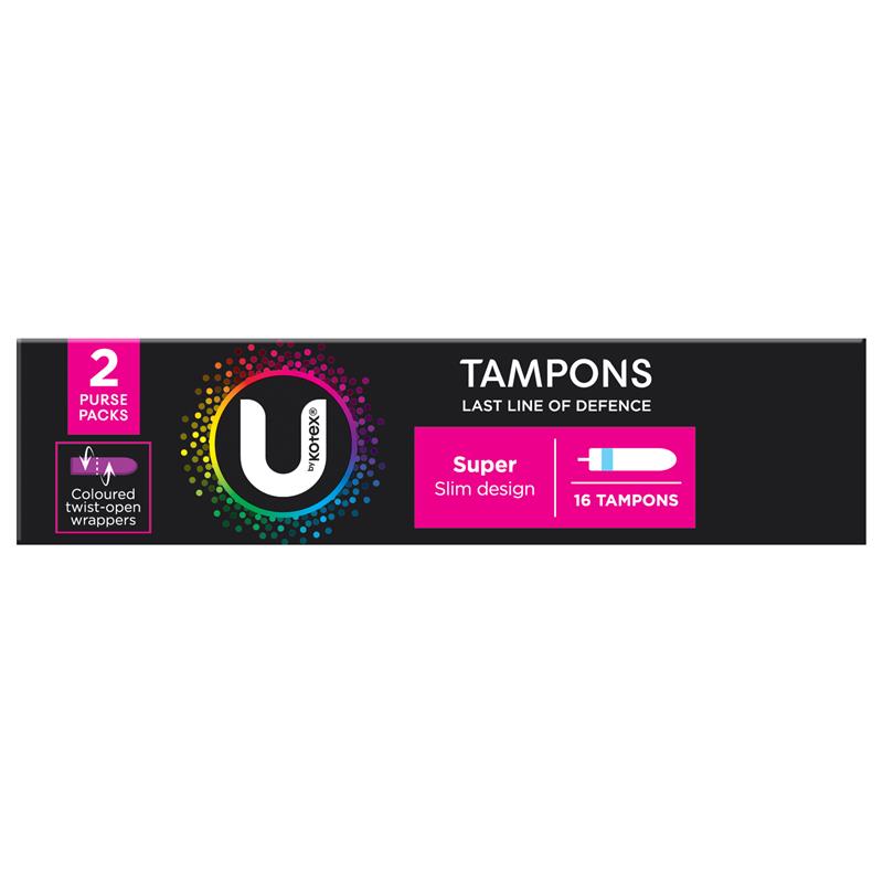 U by Kotex Super Slim Tampons 16-tempons, 14g Absorbency for Heavy Flow