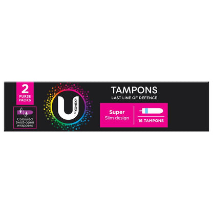 U by Kotex Super Slim Tampons 16-tempons, 14g Absorbency for Heavy Flow