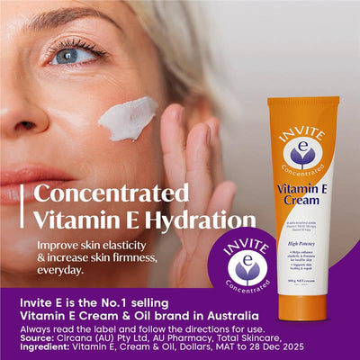 Invite E Vitamin E Cream - 200g Pump for Skin Healing