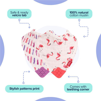 Nuby Muslin Bandana Bib with Teething Corner - Girl 2 Pack