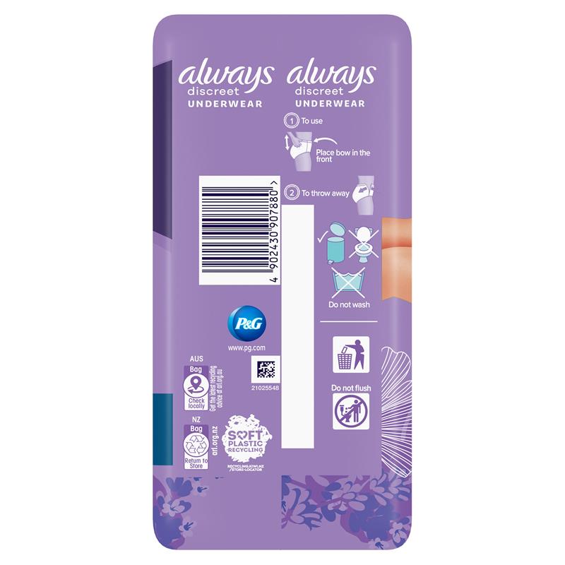 Always Discreet Level 4 Long Incontinence Pads with RapidDry - 10 Pack