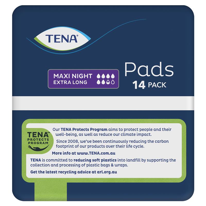 TENA Maxi Night Pads 14-Pads– Extra Absorbency & Lie Down Protection