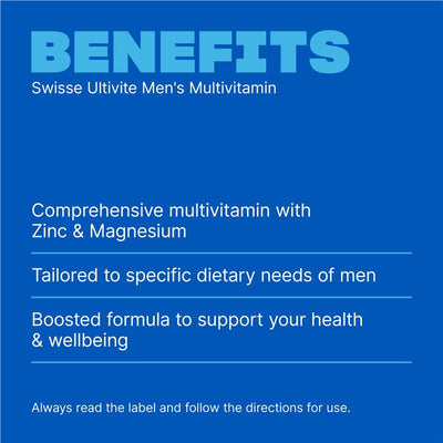 Swisse Men's Multivitamin 120 Tablets – B Vitamins, Zinc & Magnesium