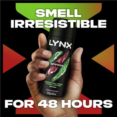 LYNX Africa Men's Deodorant Spray 165ml – 48-Hour Odor Control